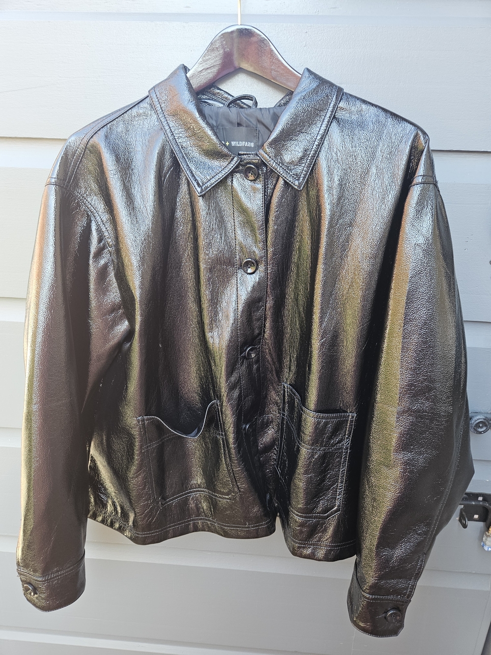 BP. × Wildfang Women's 2X Patent Faux Leather  Button-Front Jacket - Picture 9 of 9